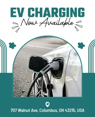 Now Available EV Charging Station Announcement Poster Template