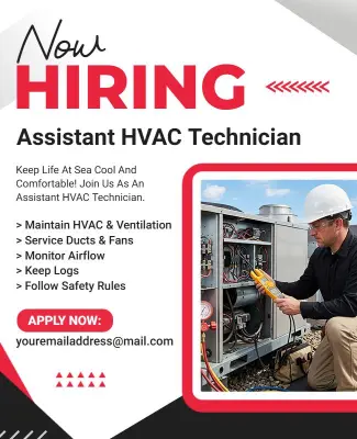 Now Hiring HVAC Technician Job Flyer Template