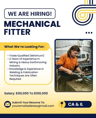 Now Hiring Mechanical Fitter Career Opportunity Poster Template