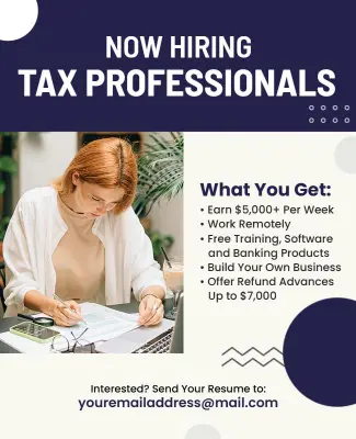 Now Hiring Tax Professional Announcement Flyer Template
