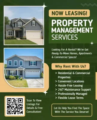 Now Leasing Property Management Services Flyer Template