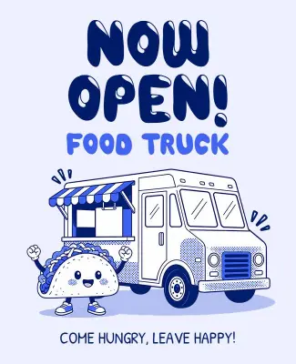 Now Open Food Truck Event Poster Template