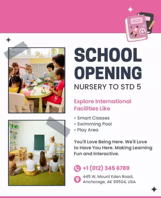 Nursery to Standard 5 School Opening Flyer Template