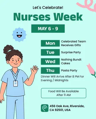 Nurses Week Celebration Events Flyer Template