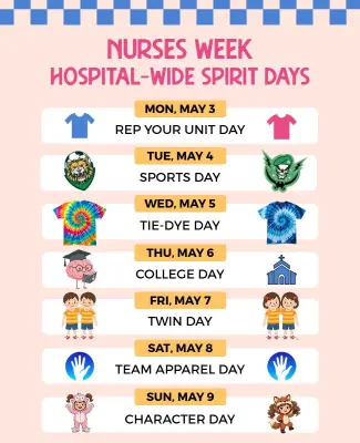 Nurses Week Hospital Spirit Days Flyer Template