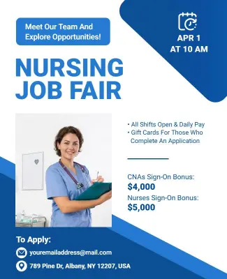 Nursing Job Fair Recruitment Poster Template