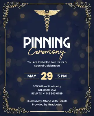 Nursing Pinning Ceremony Invitation Card Flyer Template