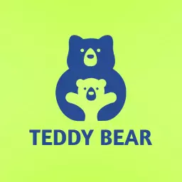 Nurturing Blue Teddy Bears Embracing on a Bright Background Logo Template