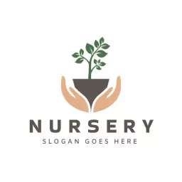 Nurturing Nature with Hands Cradling a Plant Logo Template