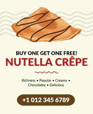 Nutella Crepe Promotional Offer Flyer Template