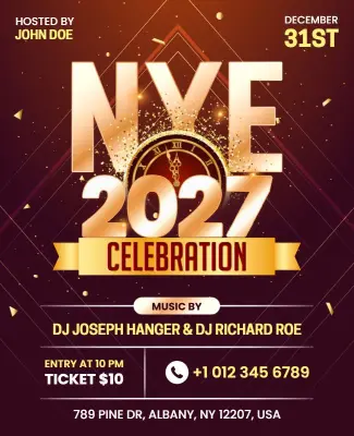NYE 2027 Party Festive Gathering Flyer Template
