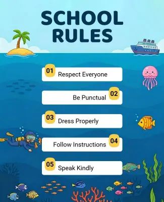 Ocean Adventure School Rules List Poster Template