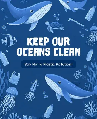 Ocean Conservation Awareness Campaign Poster Template