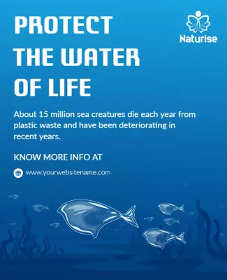 Ocean Conservation Blue Marine Life Awareness Poster Template