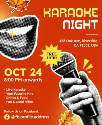 October Karaoke Night Event Flyer Template