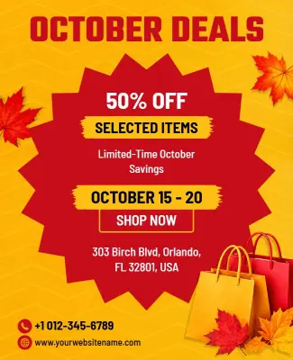 October Shopping Deals Promotion Flyer Template