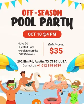 Off-Season Pool Party Event Flyer Template