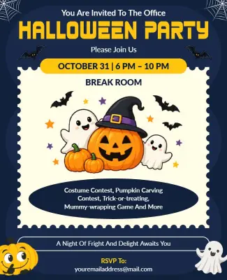 Office Halloween Party Invitation Flyer Template