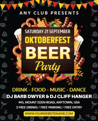 Oktoberfest Beer Party Celebration Flyer Template