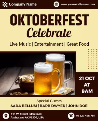 Festive Brown Oktoberfest Celebration Beer Party Flyer Template