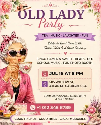 Old Lady Party Event Poster Template
