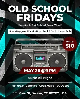 Old School Fridays Music Night Event Poster Template