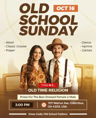 Old School Sunday Retro Event Flyer Template
