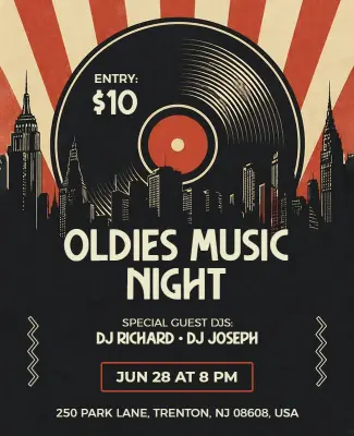 Oldies Music Night Event Poster Template
