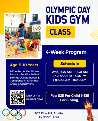 Olympic Day Kids Gym Class Poster Template