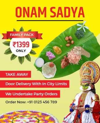 Onam Traditional Sadya Takeaway Flyer Template