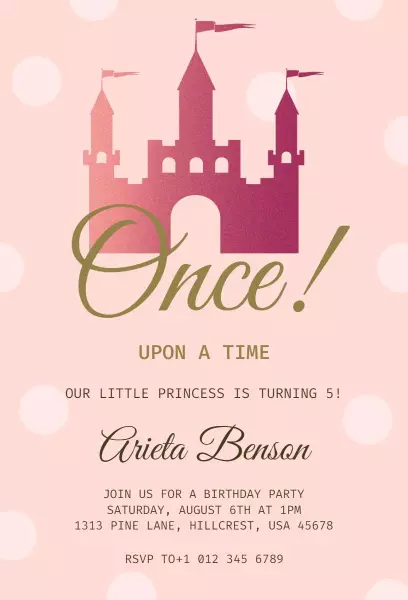 Once Upon a Time Princess Birthday Celebration Invitation Template