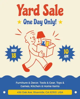One Day Only Yard Sale Flyer Template