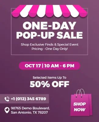 One-Day Pop-up Sale Event Flyer Template