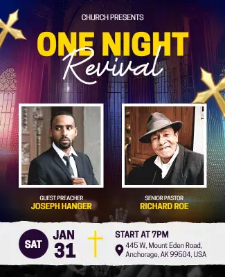 One Night Church Revival Service Flyer Template
