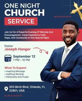 One Night Church Service Gathering Flyer Template