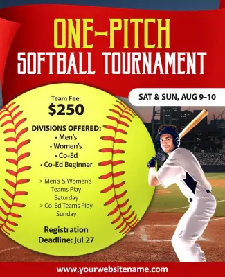 One-Pitch Softball Tournament Flyer Template