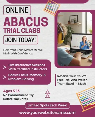 Online Abacus Trial Class Promotion Flyer Template