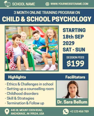 Online Child Psychology Training Program Flyer Template