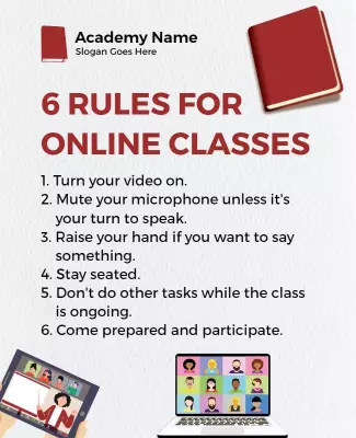 Online Class Rules Instructional Flyer Template