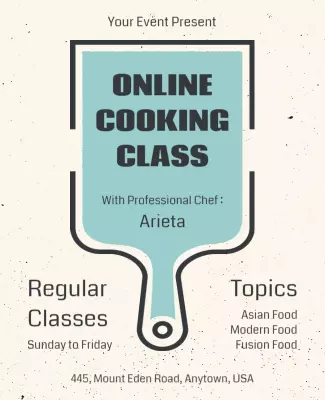 Modern Monochrome Online Cooking Class Flyer Template
