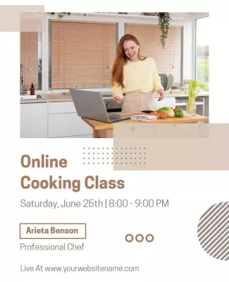 Modern Neutral Online Cooking Class Flyer Template