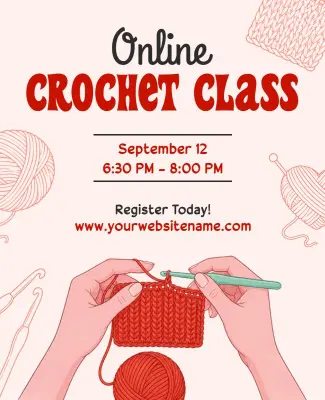 Online Crochet Class Announcement Poster Template