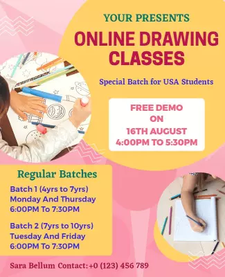 Online Drawing Classes Promotional Flyer Template