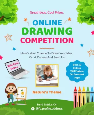 Online Drawing Competition with Nature Theme Flyer Template
