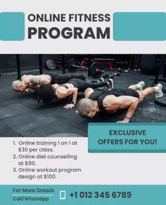 Online Fitness Training Program Flyer Template
