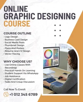 Online Graphic Designing Course Flyer Template