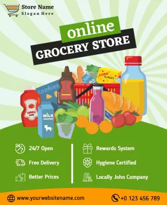 Vibrant Online Grocery Flyer Template
