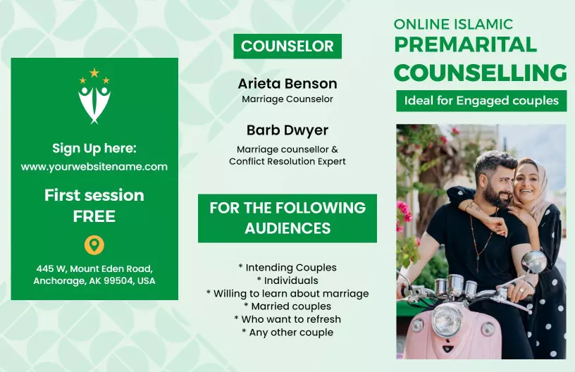 Online Islamic Premarital Counseling for Engaged Couples Brochure Template