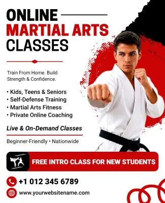 Online Martial Arts Training Classes Flyer Template