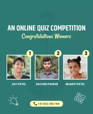 Online Quiz Competition Winners Announcement Flyer Template